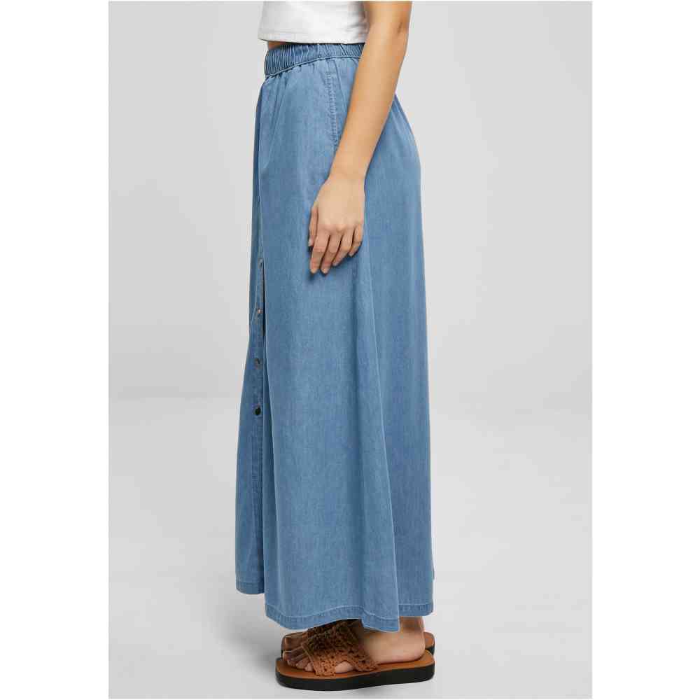 Urban Classics - Long Wide Light Denim skyblue washed Langer Rock - Blau